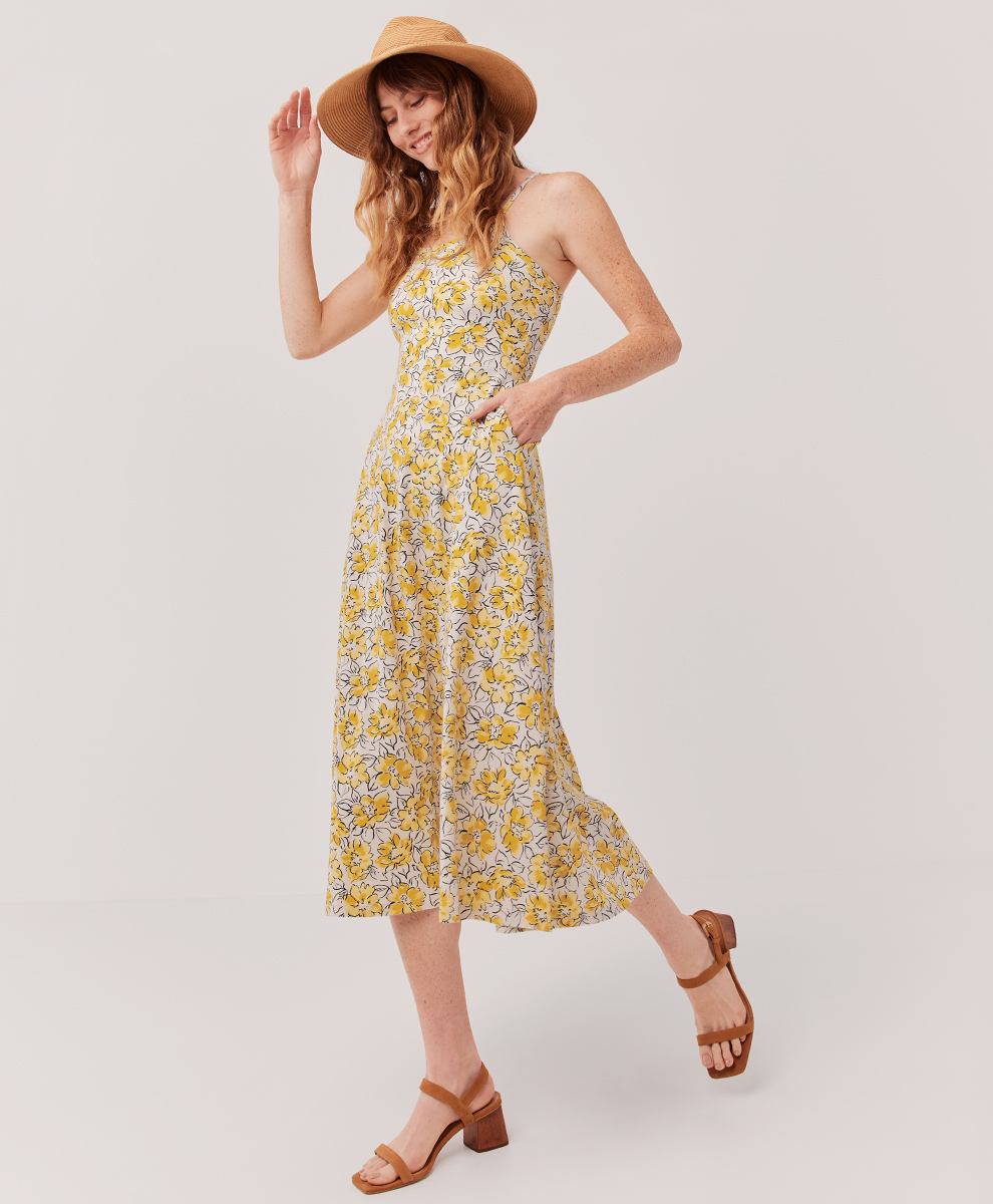 pact fit and flare tie back dress Women's Lexi Short Sleeve Fit & Flare Midi Dress | Blue main image 1