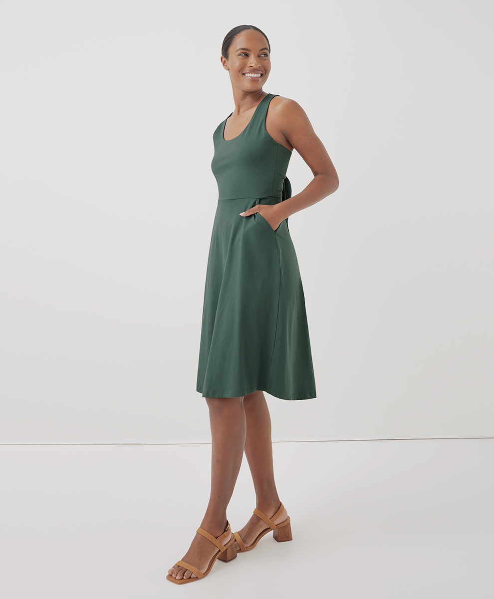 Women's Fit & Flare Tie-Back Dress - $26.00 | Pact Circle Women's Fit & Flare Tie-Back Dress - $26.00 | Pact Circle