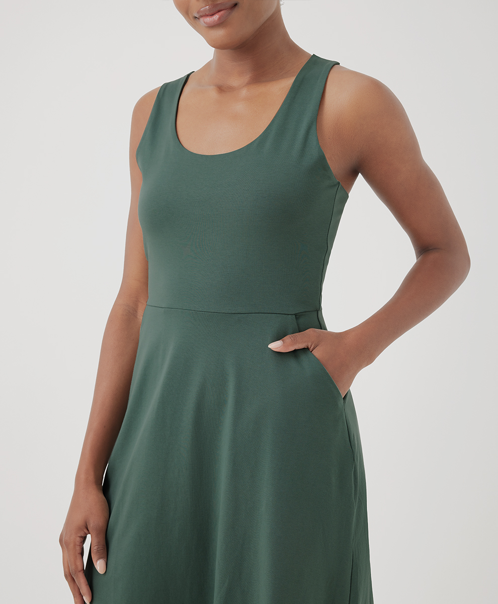 green emerald velvet dress Pact Organic Cotton Women's Fit & Flare Halter Dress at Amazon Women's  Clothing store main image 0