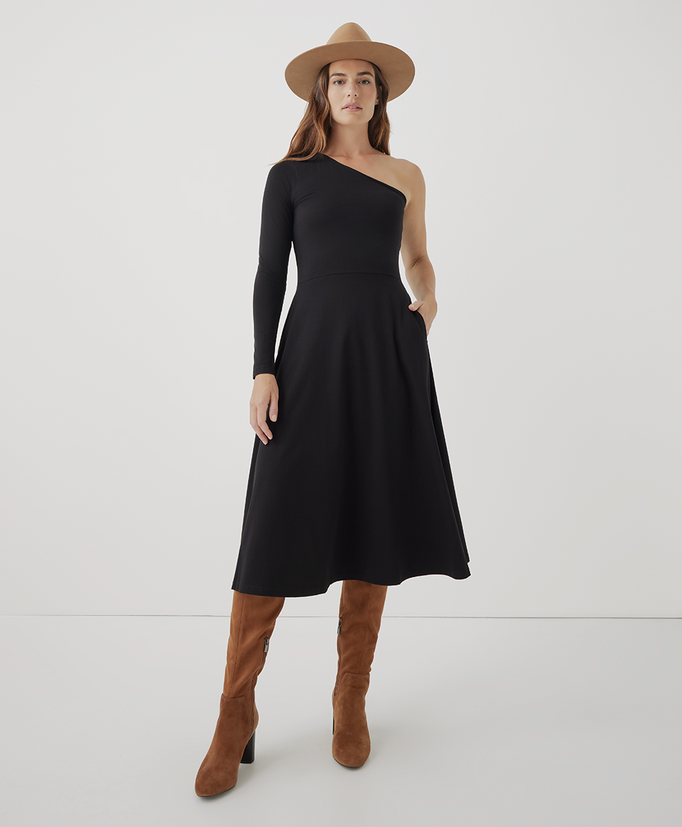 one shoulder fit and flare dress One-shoulder Cat-eye Neckline Fit And Flare Satin Maxi Bridesmaid Dress In Espresso