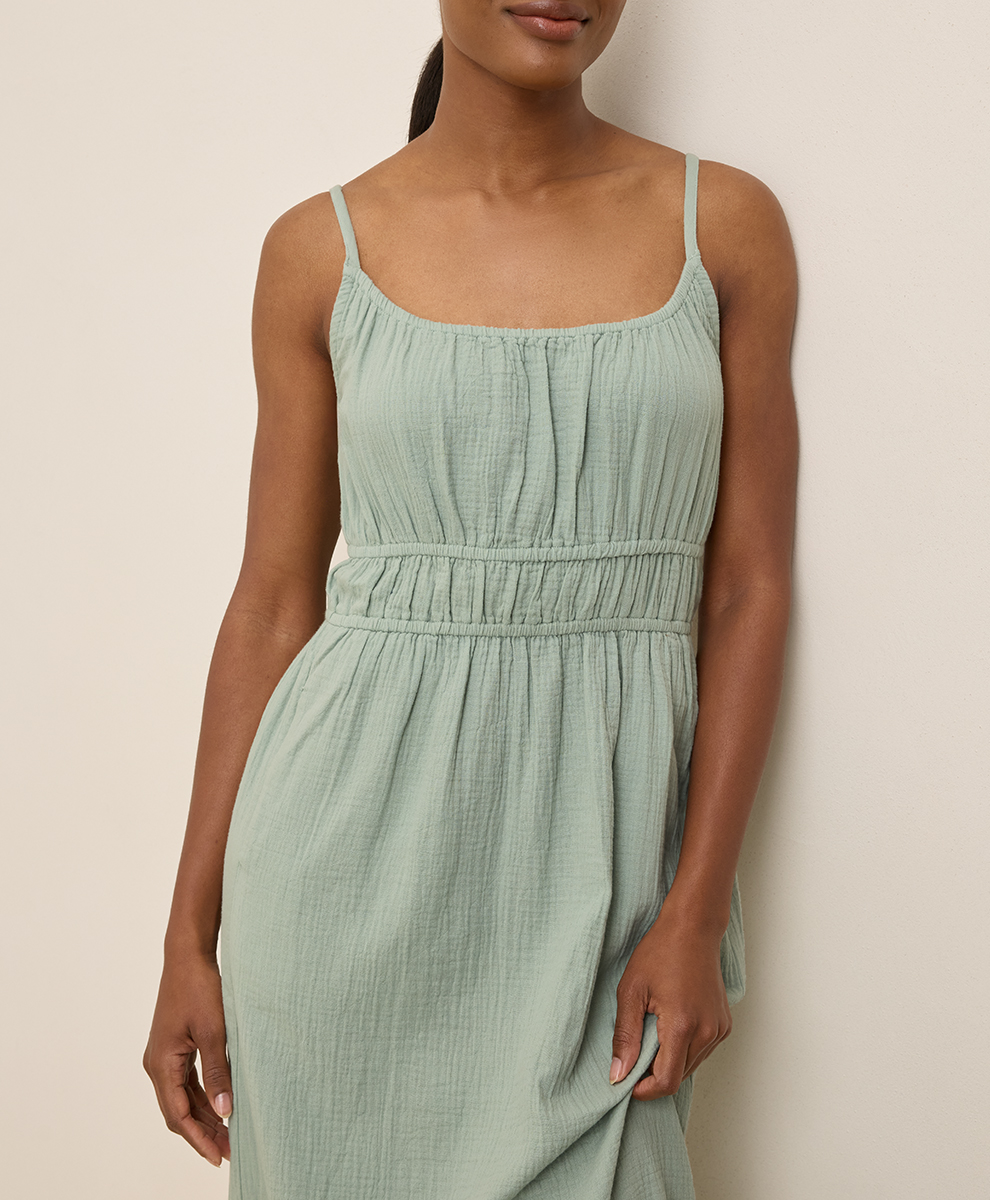 pact green dress Women's Coastal Double Gauze Cami Maxi Dress