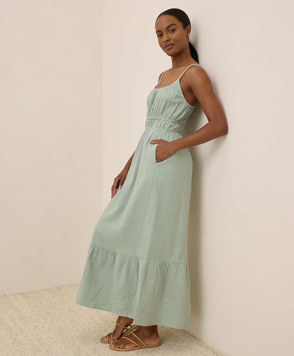 Women's Coastal Double Gauze Cami Maxi Dress - $40.12 | Pact Circle