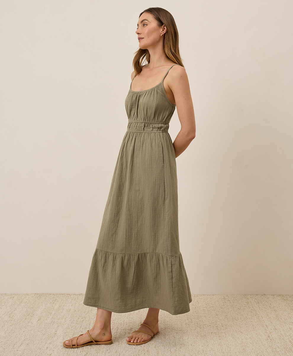 Women's Coastal Double Gauze Cami Maxi Dress - $47.20 | Pact Circle