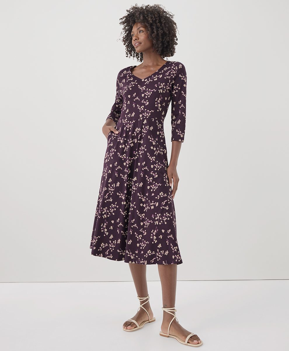 Women's Fit & Flare Party Midi Dress - $45.00 | Pact Circle