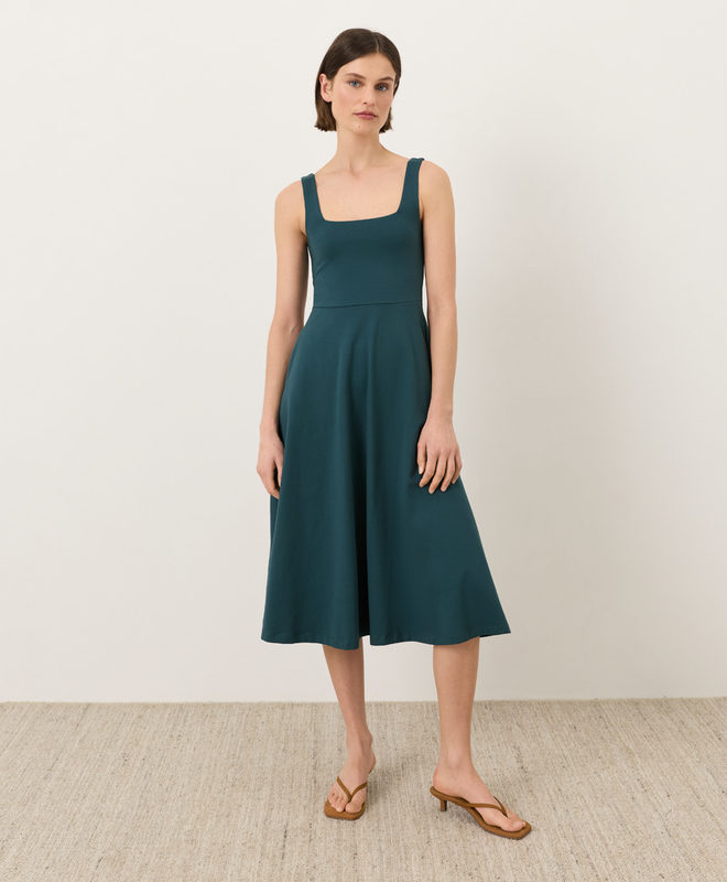 pact fit and flare tank dress Pact Women's Fit & Flare Asymmetrical Dress Made with Organic Cotton - Black