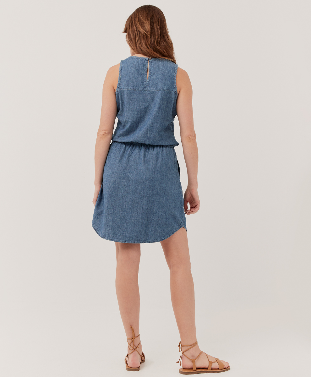 Day Crawler Raz Vape Flavor Dark Wash Chambray Mini Dress